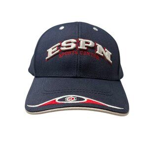 ESPN Sportscenter Strapback Hat Cap Dad Y2K Retro Vintage TV Show Logo Blue